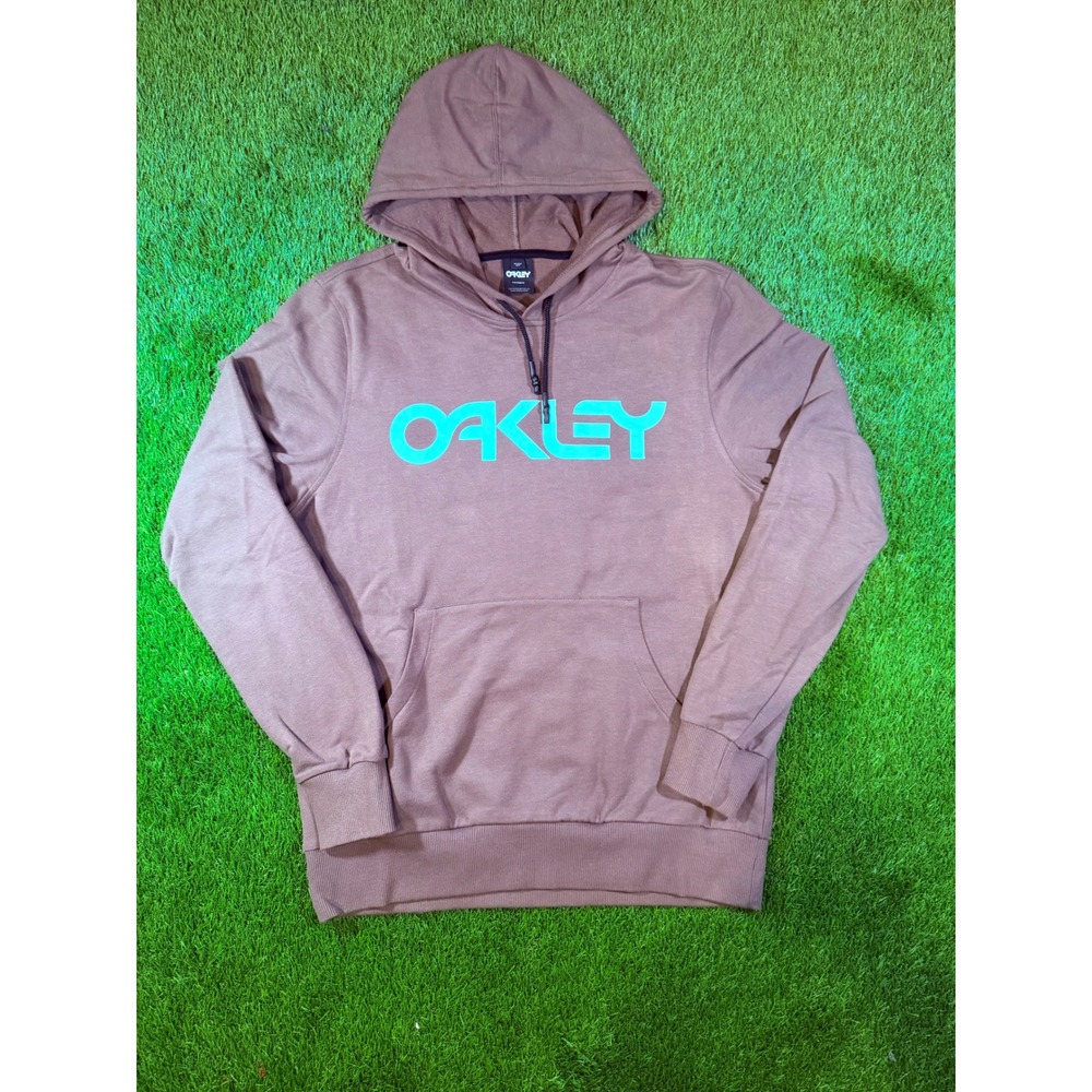 Oakley Custom Fit Hoodie Brown Teal Logo Pullover Sweatshirt Mens Medium